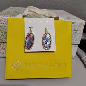 Kendra Scott Gold Elle Pierced Earrings with Star Accents NWB